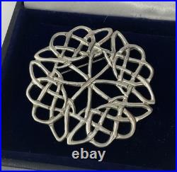 Vtg HM Sterling Silver 925 Scotland Scottish Round Circle Celtic Knot Brooch Pin