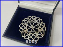 Vtg HM Sterling Silver 925 Scotland Scottish Round Circle Celtic Knot Brooch Pin