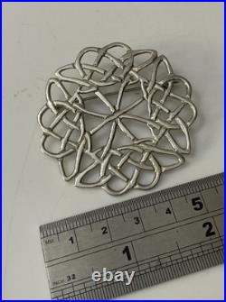 Vtg HM Sterling Silver 925 Scotland Scottish Round Circle Celtic Knot Brooch Pin