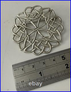 Vtg HM Sterling Silver 925 Scotland Scottish Round Circle Celtic Knot Brooch Pin