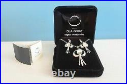 Vtg Ola Gorie Orkney Scottish Sterling Silver Fushia Necklace & Earring Set Box