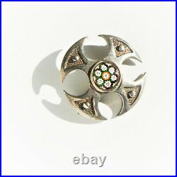 Vtg Scottish Celtic Caithness Art Glass Millefiori Sterling Silver Brooch