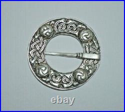 Vtg Scottish sterling silver Celtic Iona brooch, Alexander Ritchie design, 1949