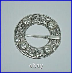 Vtg Scottish sterling silver Celtic Iona brooch, Alexander Ritchie design, 1949