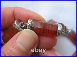 WOW! Rare Victorian Scottish barrel agate silver engraved necklace choker