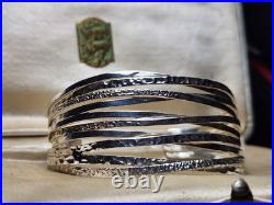 Wide Textured Sterling Silver 925 Bangle by Chris Lewis Famous Scottish Designer