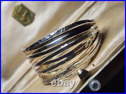 Wide Textured Sterling Silver 925 Bangle by Chris Lewis Famous Scottish Designer
