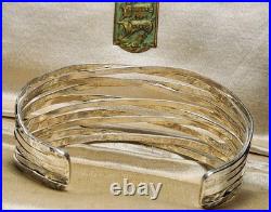 Wide Textured Sterling Silver 925 Bangle by Chris Lewis Famous Scottish Designer