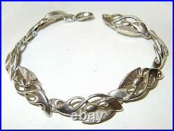 Wide Vintage 925 Sterling Silver OMG Ola Gorie Scottish Links Bracelet, SIGNED