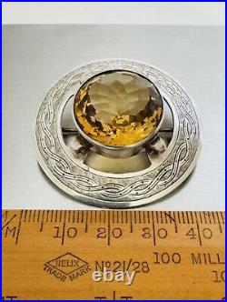 William Dunningham Scottish Silver Faceted Citrine Brooch Pendant Edinburgh 1949