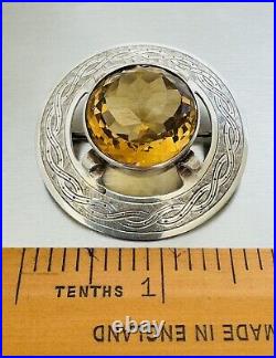 William Dunningham Scottish Silver Faceted Citrine Brooch Pendant Edinburgh 1949