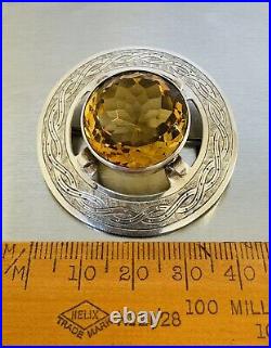 William Dunningham Scottish Silver Faceted Citrine Brooch Pendant Edinburgh 1949