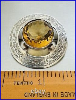 William Dunningham Scottish Silver Faceted Citrine Brooch Pendant Edinburgh 1949