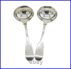 William IV Pair of Sterling Silver Scottish Thistle Crest Sauce Ladles Antique