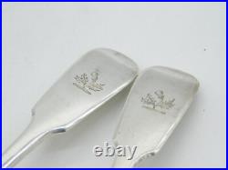 William IV Pair of Sterling Silver Scottish Thistle Crest Sauce Ladles Antique