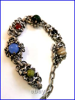 Womens Scottish Silver 925 Agate Multi Gemstone Bracelet