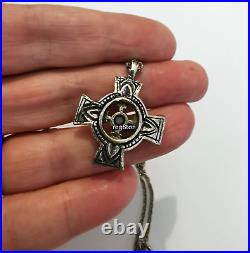 Womens Vintage Scottish Sterling Silver 925 Agate Cross Necklace
