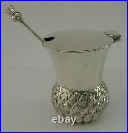 Wonderful Scottish Antique Solid Silver Thistle Mustard Pot 1922