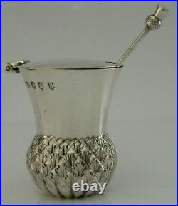 Wonderful Scottish Antique Solid Silver Thistle Mustard Pot 1922